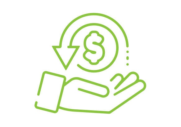 EV Rebates & Incentives Hand with money sign above signifying rebates and incentives