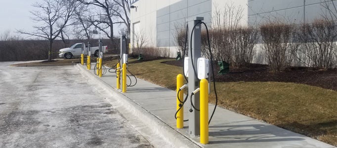 Commercial EV Charging EV Chargers in Commercial Parking Lot
