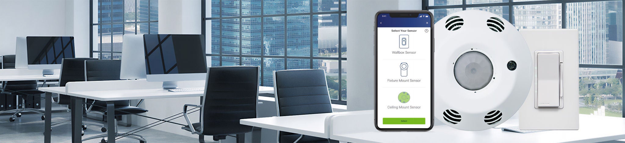 Smart Lighting Control in an Office Environment Smart Ceiling Mounted Room Controls and Occupancy Sensors