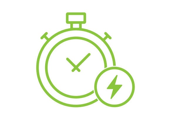 EV Charge Times Stopwatch and energy symbol