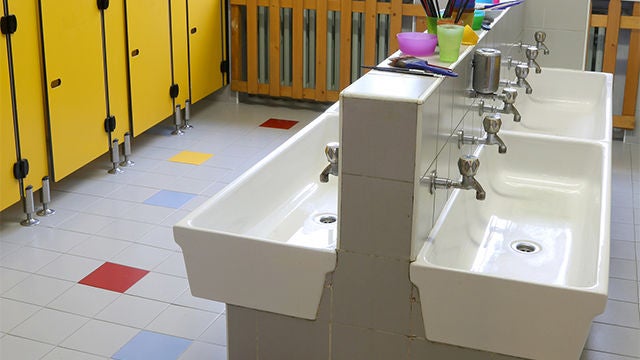 LED lighting and LED controls in a restroom