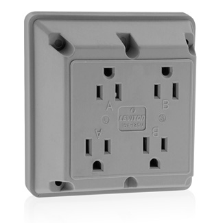 Product image for 15 Amp 4-in-1 Quadruplex Receptacle/Outlet, Industrial Grade