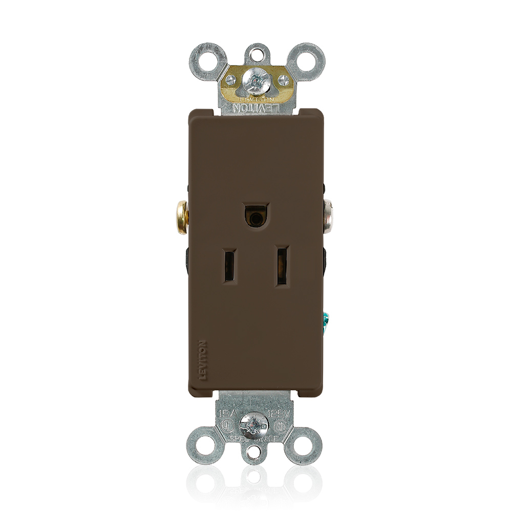 Product image for 15 Amp Decora Plus Single Receptacle/Outlet, Commercial Grade, Self-Grounding