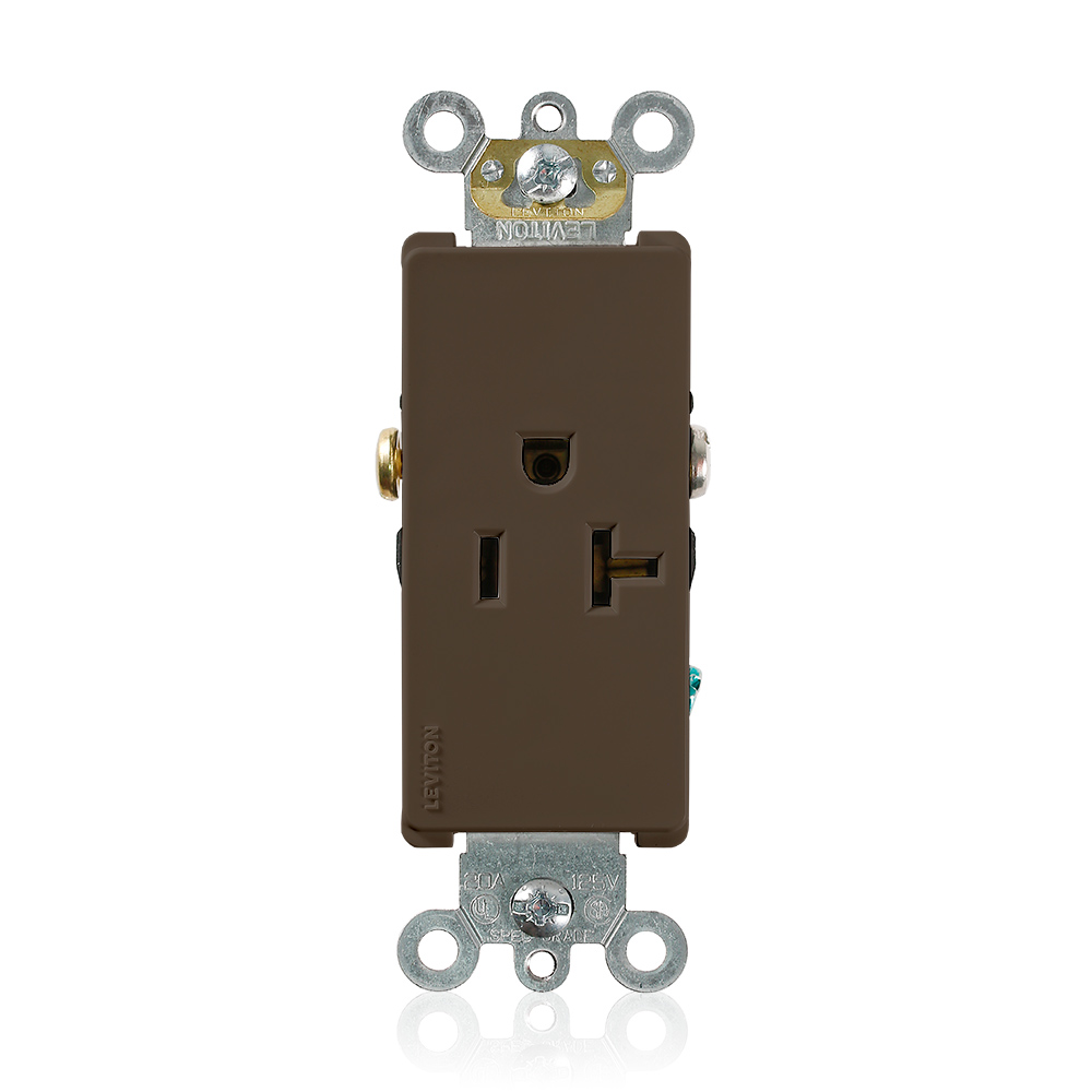 Product image for 20 Amp Decora Plus Single Receptacle/Outlet, Commercial Grade, Self-Grounding