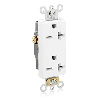 Product image for 20 Amp Decora Plus Duplex Receptacle/Outlet, Commercial Grade, Self-Grounding