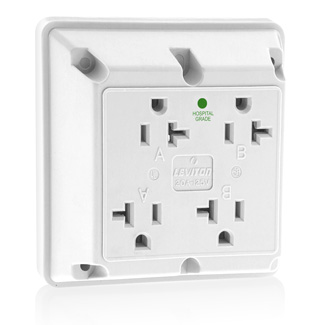 Product image for 20 Amp 4-in-1 Quadruplex Receptacle/Outlet, Hospital Grade