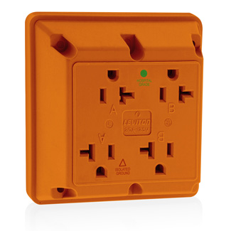Product image for 20 Amp 4-in-1 Isolated Ground Quadruplex Receptacle/Outlet, Industrial Grade