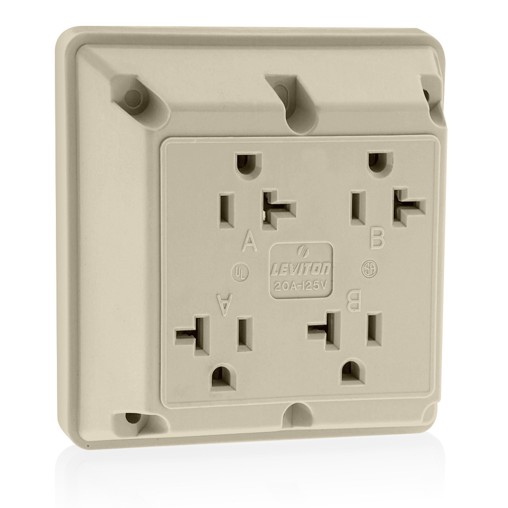 Product image for 20 Amp 4-in-1 Quadruplex Receptacle/Outlet, Industrial Grade