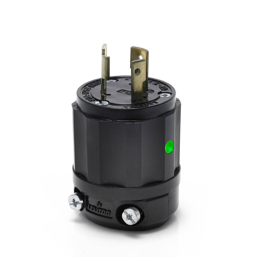 Product image for Locking Plug, 20 Amp, 125 Volt, Industrial Grade, Power Indication, Black