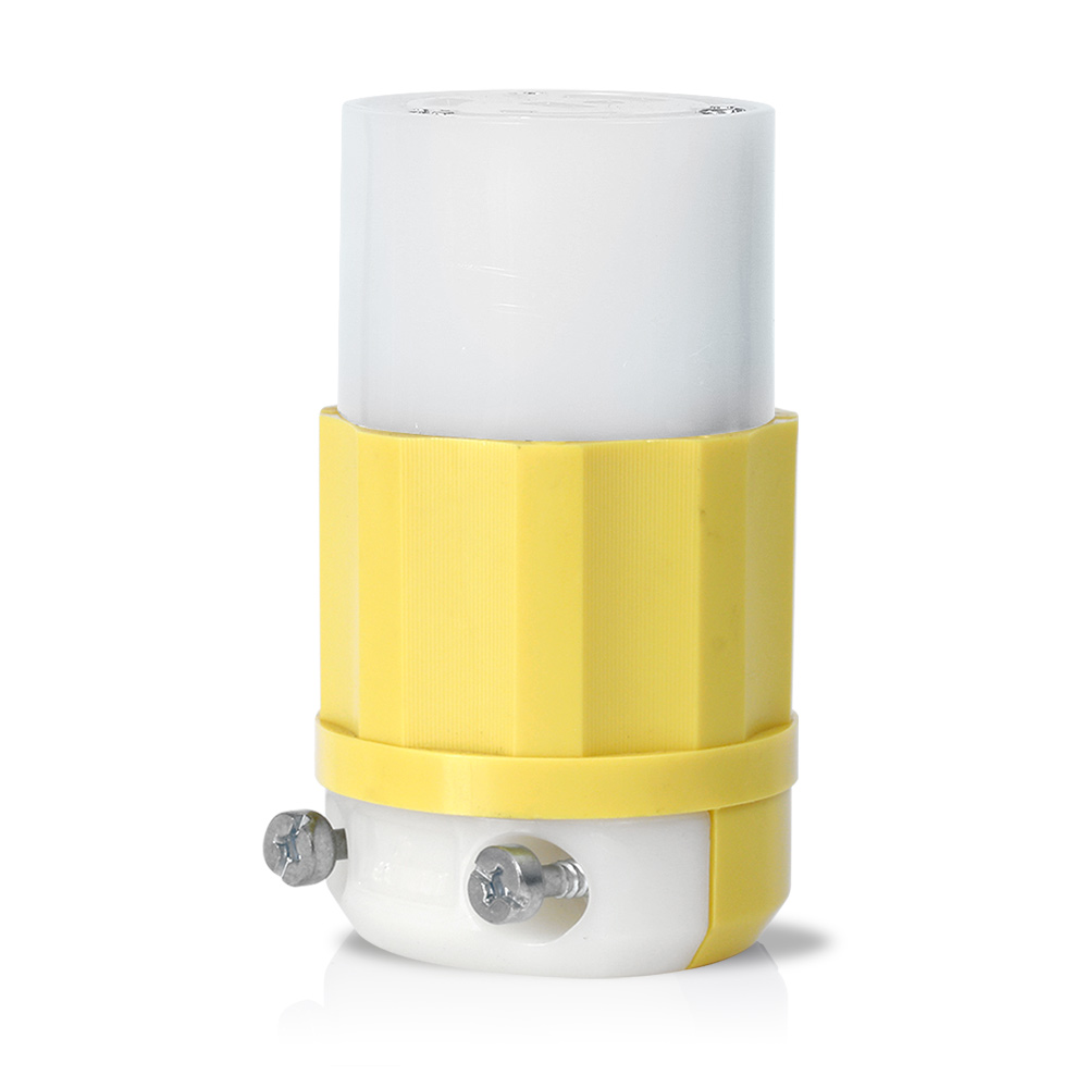 Product image for Locking Connector, 20 Amp, 125 Volt, Industrial Grade, Yellow & White