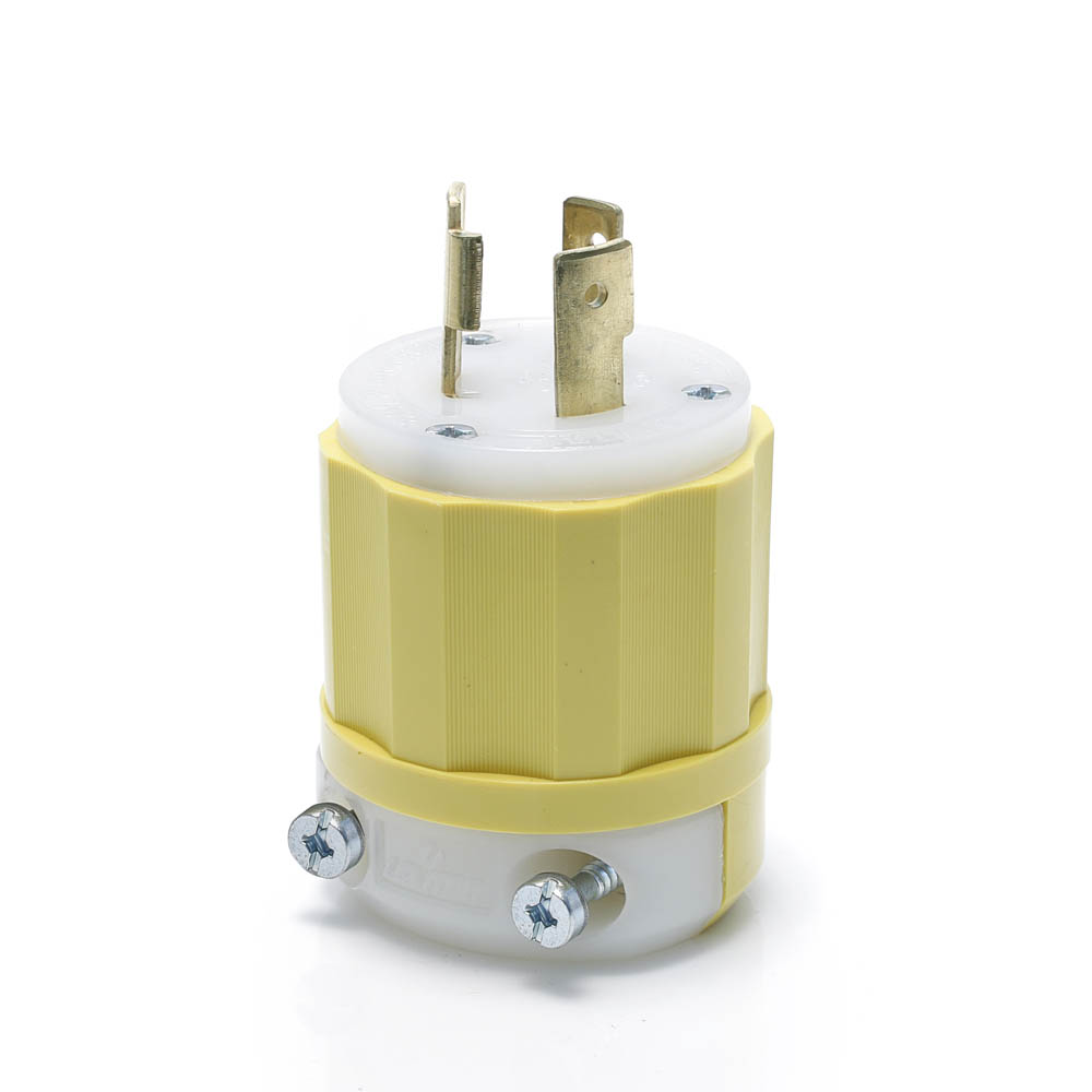 Product image for Locking Plug, 20 Amp, 250 Volt, Industrial Grade, Yellow & White