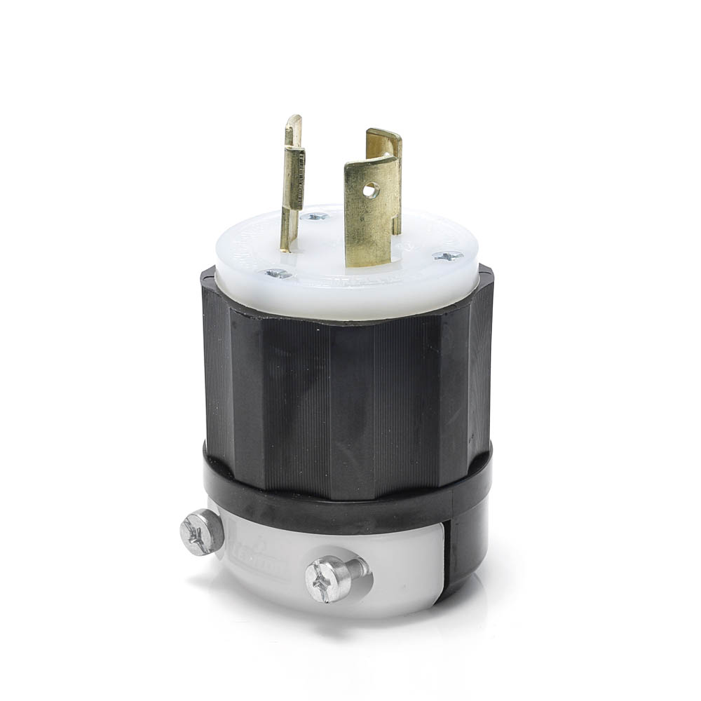 Product image for Locking Plug, 20 Amp, 250 Volt, Industrial Grade, Black & White