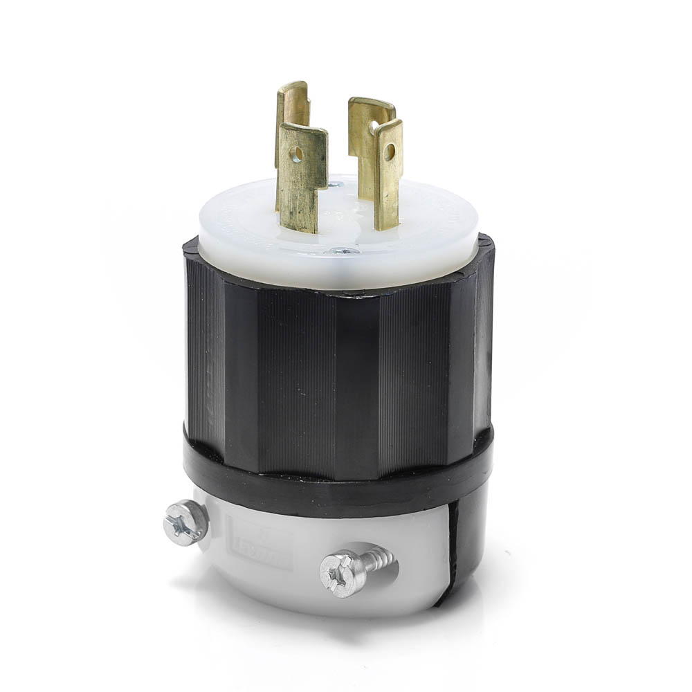 Product image for Locking Plug, 20 Amp, 277 Volt, Industrial Grade, Black & White