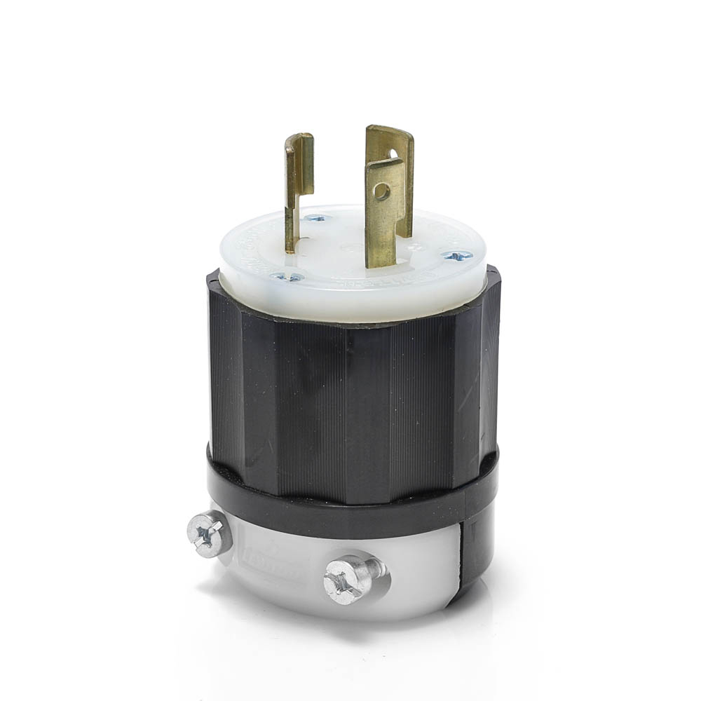 Product image for Locking Plug, 20 Amp, 250 Volt, Industrial Grade, Black & White