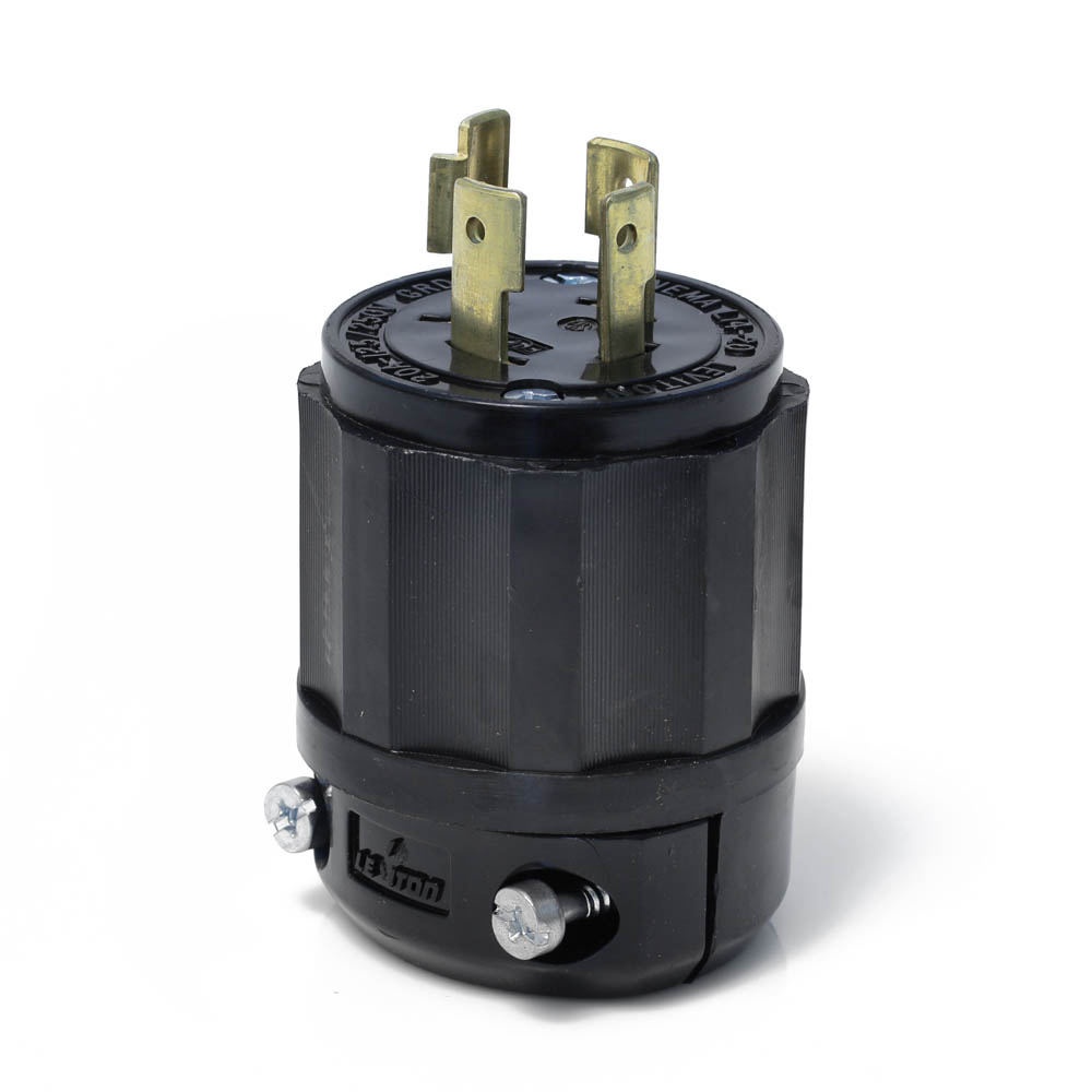 Product image for Locking Plug, 20 Amp, 125/250 Volt, Industrial Grade, All Black