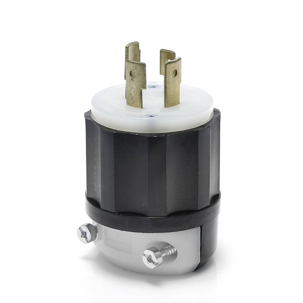 Product image for Locking Plug, 20 Amp, 347/600 Volt, Industrial Grade, Black & White