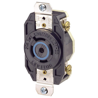 Product image for 20 Amp, 120/208 Volt, Flush Mount Locking Receptacle, Industrial Grade