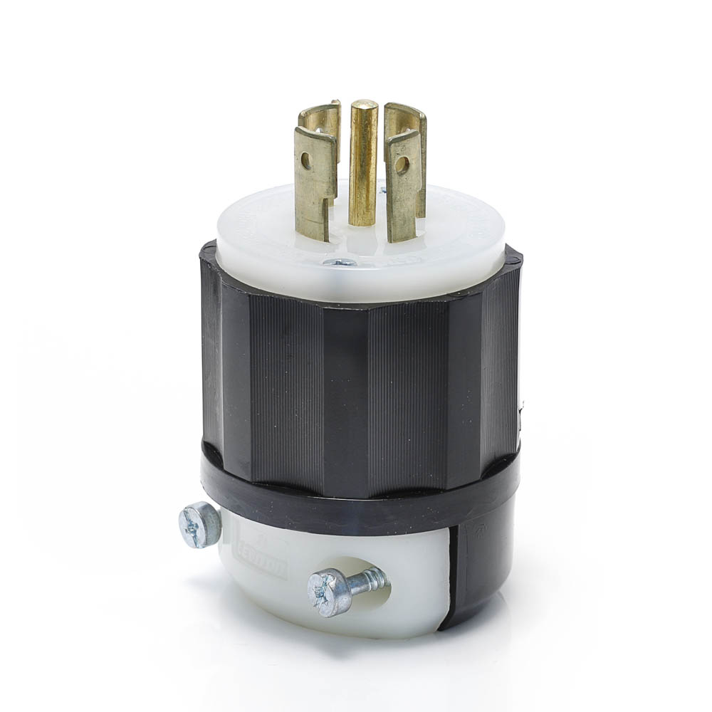 Product image for Locking Plug, 20 Amp, 120/208 Volt, Industrial Grade, Black & White