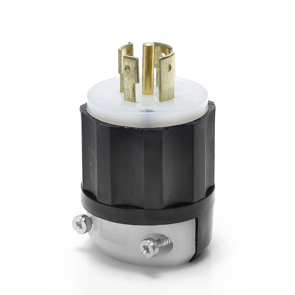 Product image for Locking Plug, 20 Amp, 277/480 Volt, Industrial Grade, Black & White