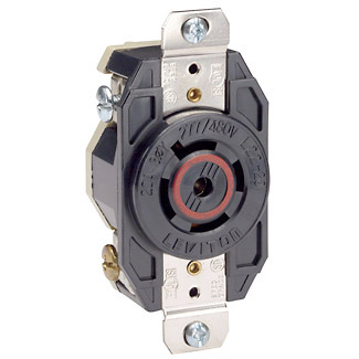 Product image for 20 Amp, 347/600 Volt, Flush Mount Locking Receptacle, Industrial Grade