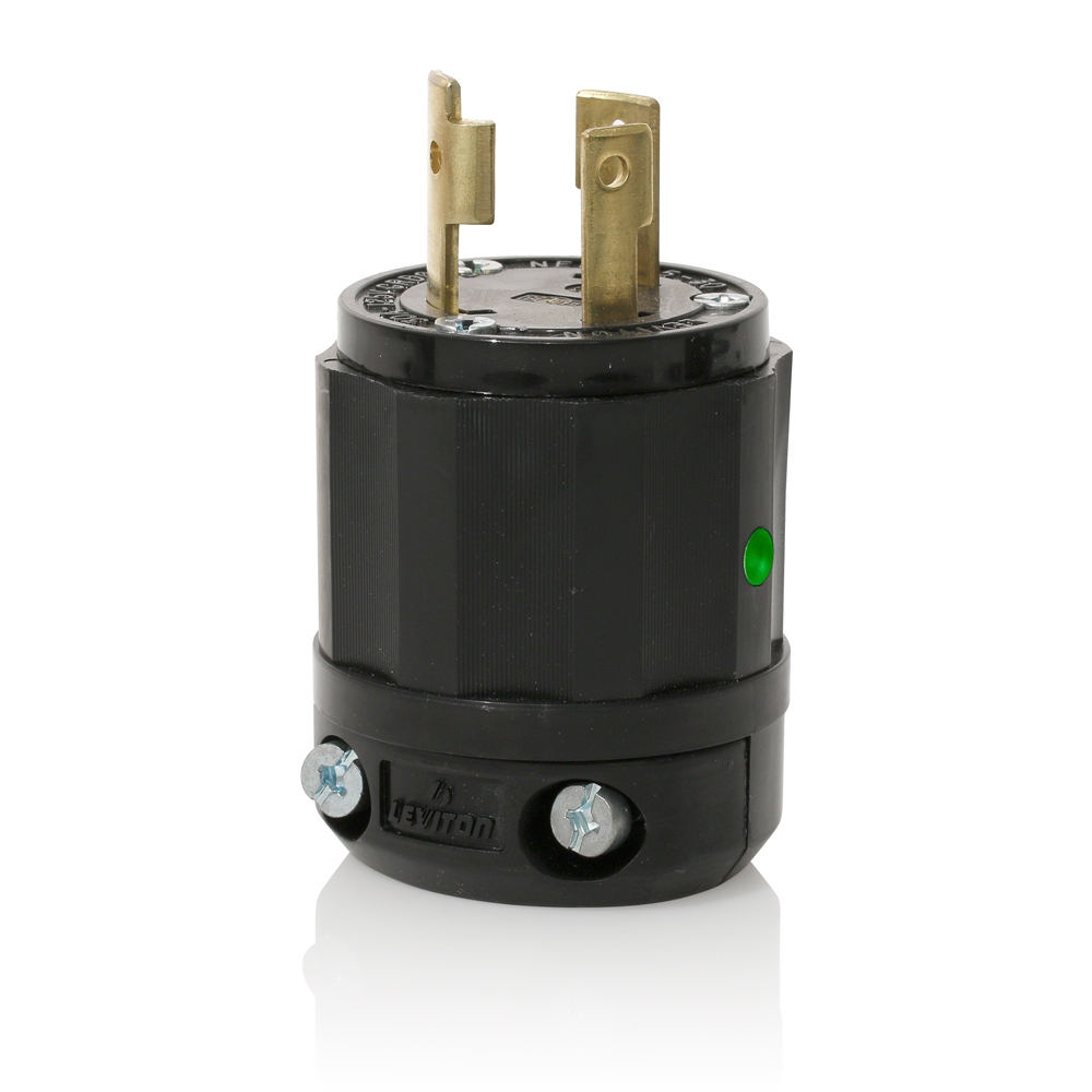 Product image for Locking Plug, 30 Amp, 125 Volt, Industrial Grade, Power Indication, Black