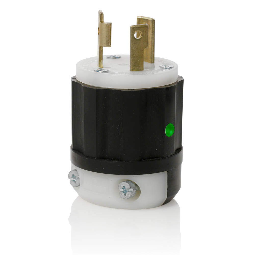 Product image for Locking Plug, 30 Amp, 125 Volt, Industrial Grade, Power Indication, Black & White