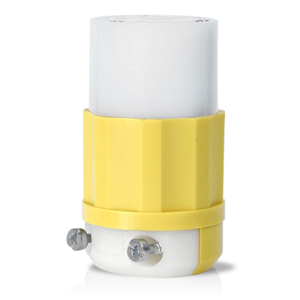 Product image for Locking Connector, 30 Amp, 125 Volt, Industrial Grade, Yellow & White