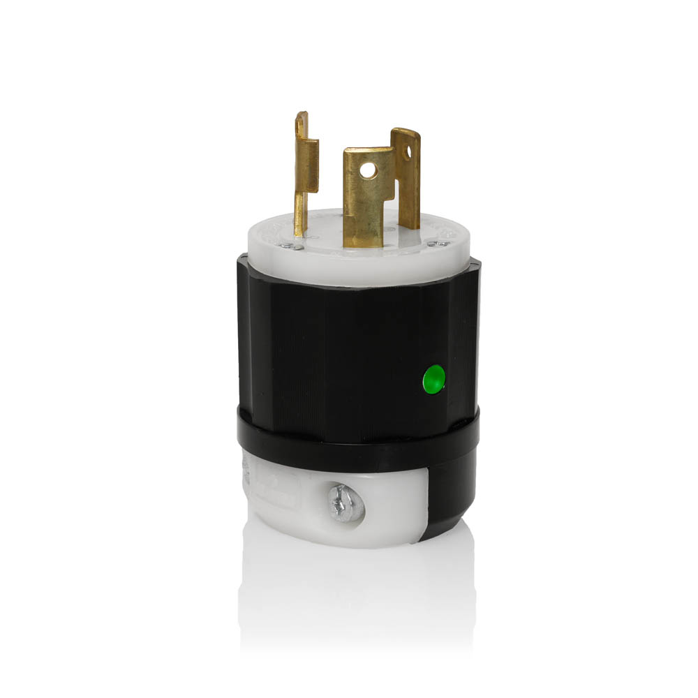 Product image for Locking Plug, 30 Amp, 250 Volt, Industrial Grade, Power Indication, Black & White