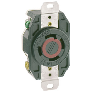 Product image for 30 Amp, 480 Volt, Flush Mount Locking Receptacle, Industrial Grade