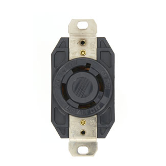 Product image for 30 Amp, 600 Volt, Flush Mount Locking Receptacle, Industrial Grade