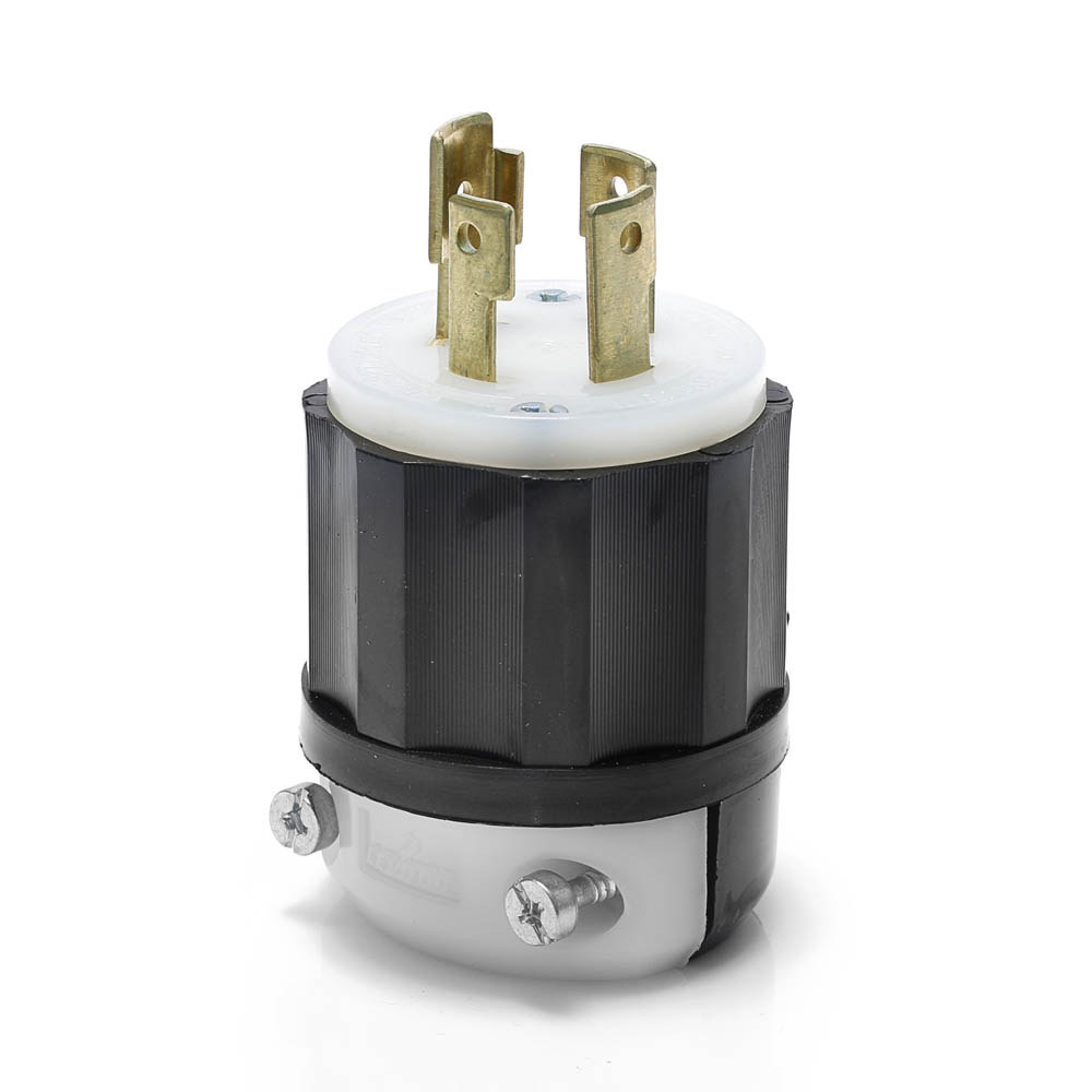 Product image for Locking Plug, 30 Amp, 277/480 Volt, Industrial Grade, Black & White