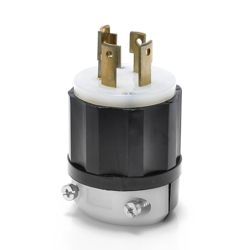 Product image for Locking Plug, 30 Amp, 347/600 Volt, Industrial Grade, Black & White