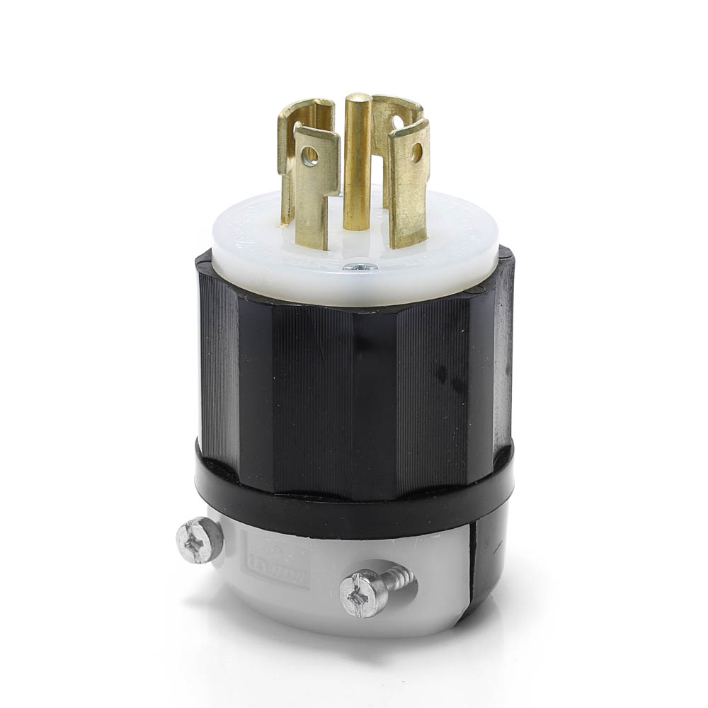 Product image for Locking Plug, 30 Amp, 277/480 Volt, Industrial Grade, Black & White