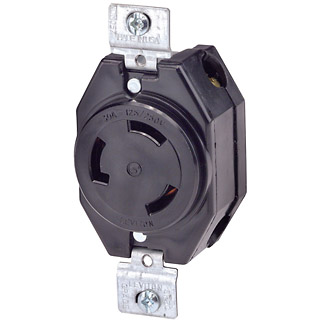 Product image for 30 Amp, 125/250 Volt, Flush Mount Locking Receptacle, Industrial Grade