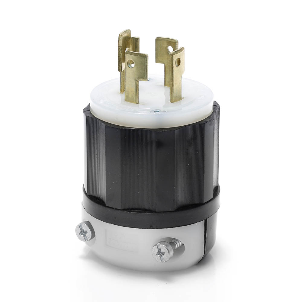 Product image for Locking Plug, 30 Amp, 120/208 Volt, Industrial Grade, Black & White