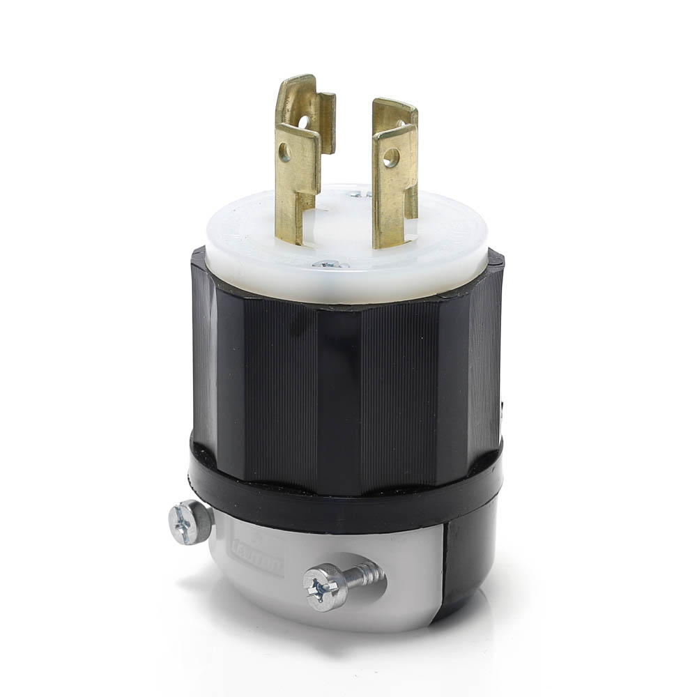 Product image for Locking Plug, 30 Amp, 250 Volt DC/600 Volt AC, Industrial Grade, Black & White