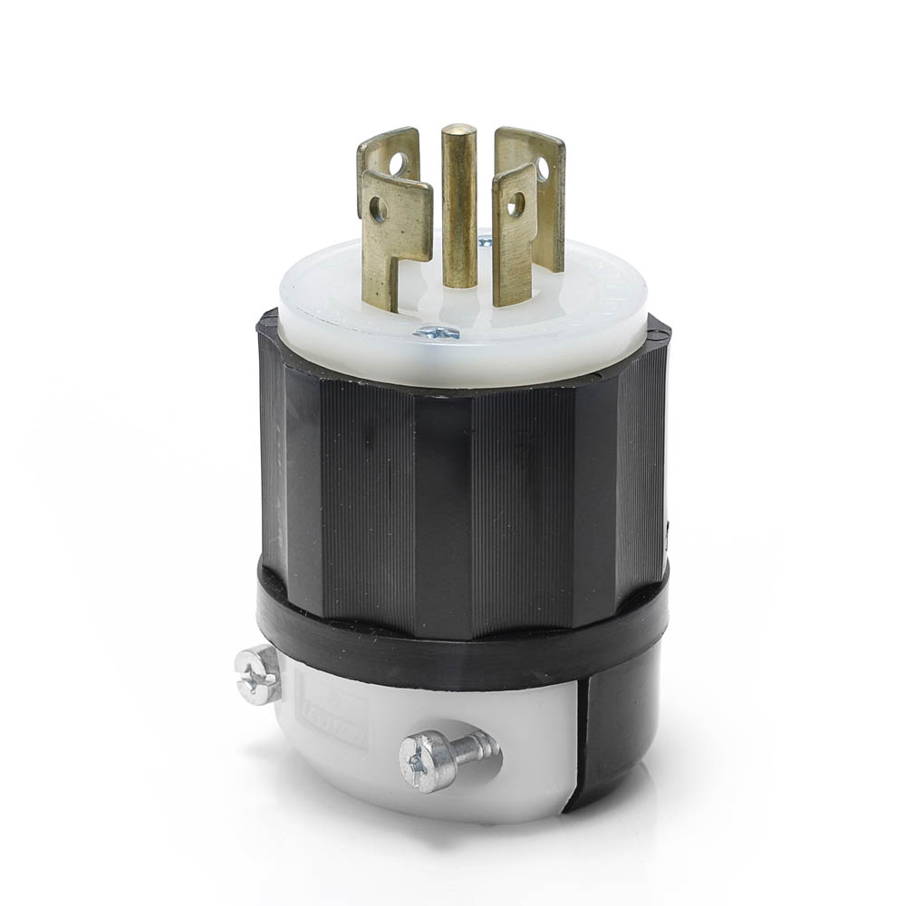 Product image for Locking Plug, 20/10 Amp, 250 Volt DC/600 Volt AC, Industrial Grade, Black & White