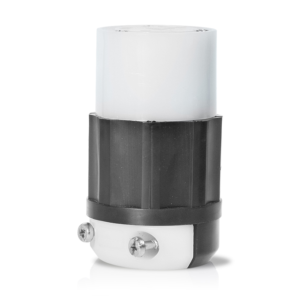 Product image for Locking Connector, 20/10 Amp, 250 Volt DC/600 Volt AC, Industrial Grade, Black & White
