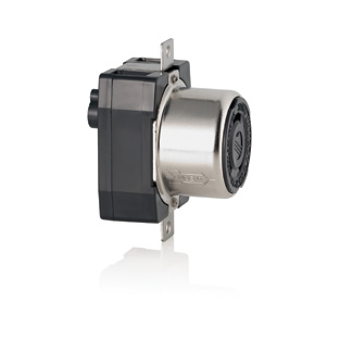 Product image for 50 Amp, 250 Volt, Black & White Locking Flush Mount Receptacle, Industrial Grade