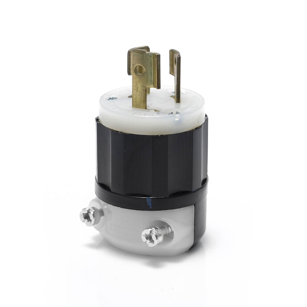 Product image for Locking Plug, 15 Amp, 250 Volt, Industrial Grade, Black & White