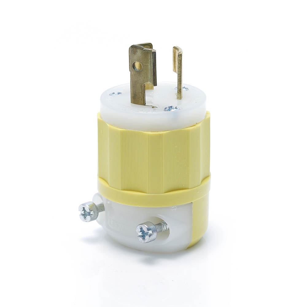 Product image for Locking Plug, 15 Amp, 250 Volt, Industrial Grade, Yellow & White