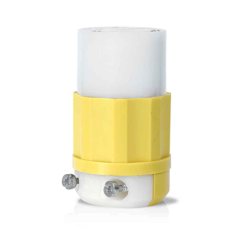Product image for Locking Connector, 15 Amp, 125 Volt, Industrial Grade, Yellow & White