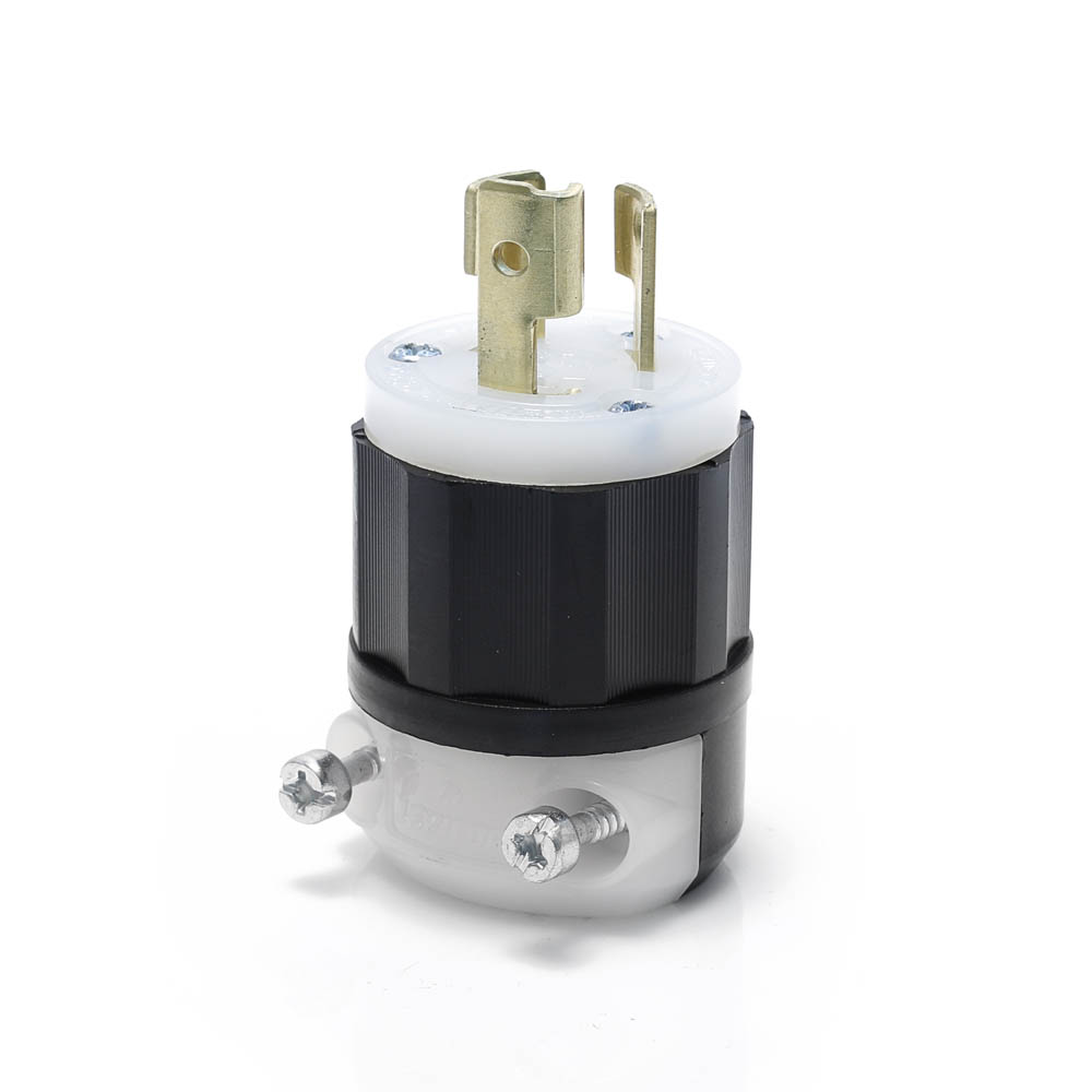 Product image for Locking Plug, 15 Amp, 277 Volt, Industrial Grade, Black & White