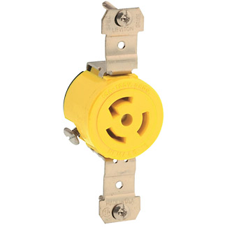 Product image for 15 Amp, 125 Volt, Single Locking Receptacle, Industrial Grade