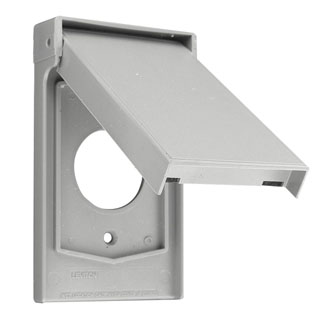 Product image for 1-Gang Locking Weather-Resistant Wallplate, Thermoplastic Nylon, Gray