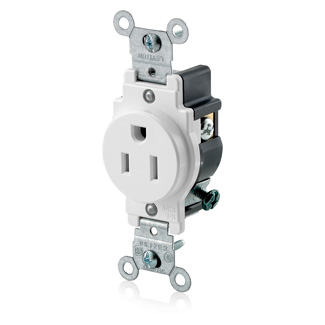 Product image for 15 Amp, 125 Volt, Single Receptacle Outlet, Commercial Grade