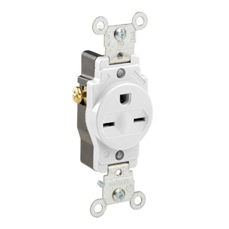 Product image for 15 Amp Single Receptacle/Outlet, Commercial Grade, Self-Grounding