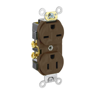 Product image for 15 Amp Duplex Receptacle/Outlet, Commercial Grade, Dual Voltage, Self-Grounding