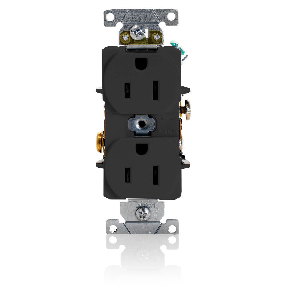 Product image for 15 Amp Duplex Receptacle/Outlet, Industrial Grade, Self-Grounding