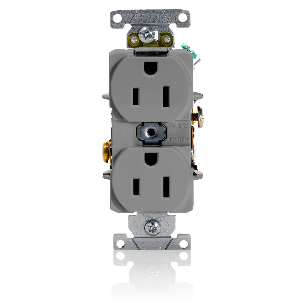 Product image for 15 Amp Duplex Receptacle/Outlet, Industrial Grade, Self-Grounding